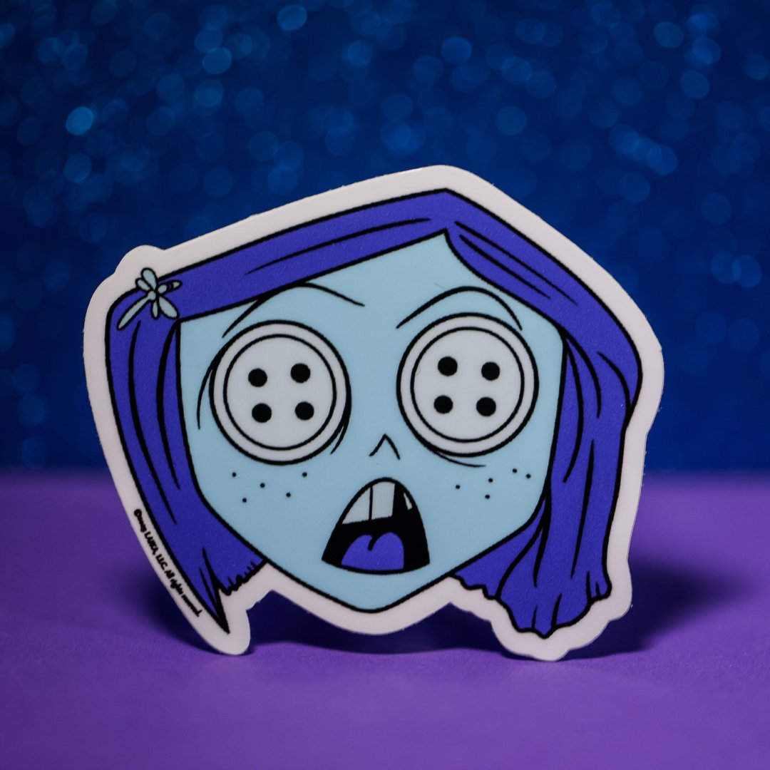 Surprised Coraline Face - Sticker