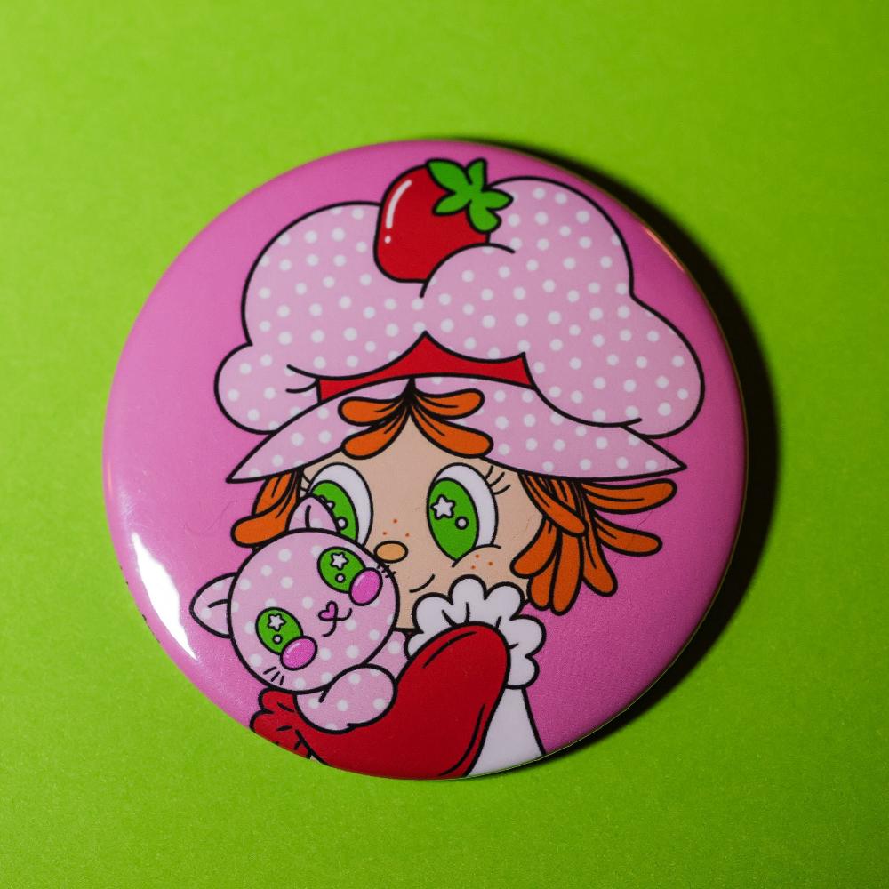 Strawberry Shortcake Loves Custard - Large Button - Strawberry Shortcake™ ♥ SpooksieBoo®