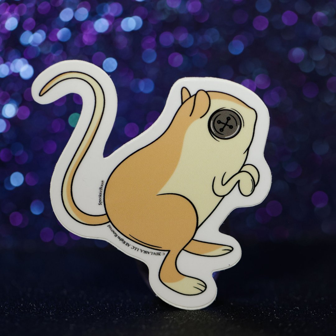 Coraline Mouse with Button Eyes - Sticker