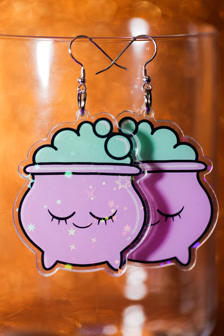 Cute Cauldron Acrylic Earrings - Cute Halloween Collection