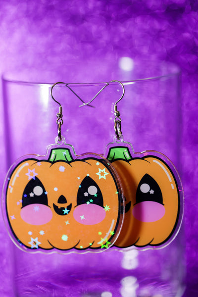 Cute Pumpkin Acrylic Earrings - Cute Halloween Collection