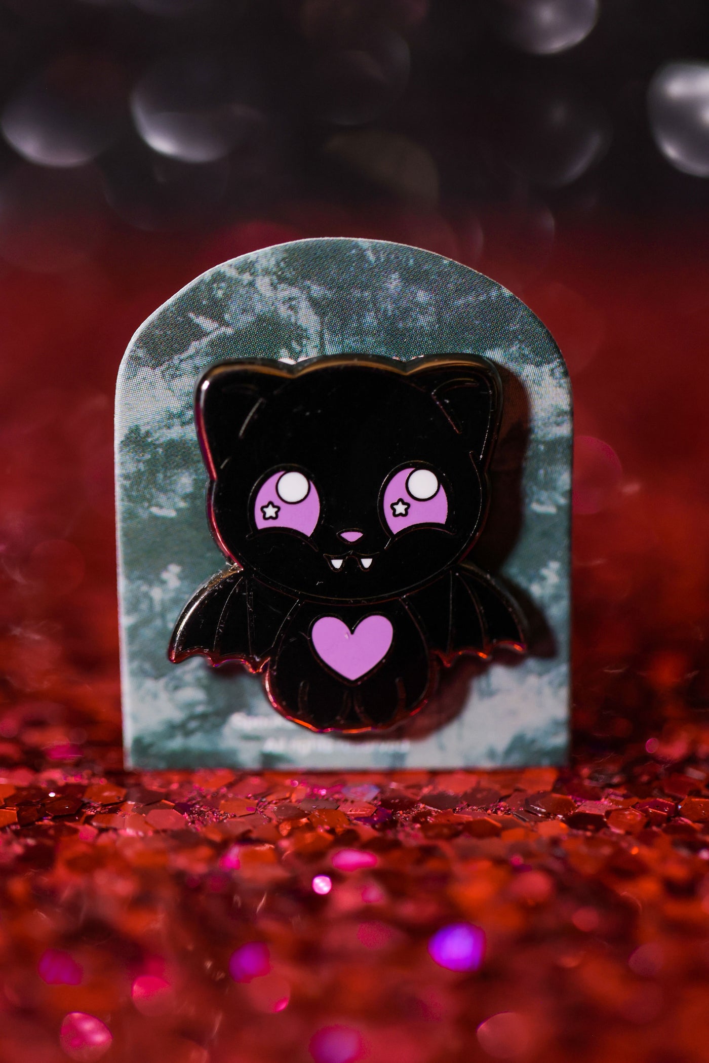 Black Milo Bat Cat Lace Charm - Cute Halloween Collection