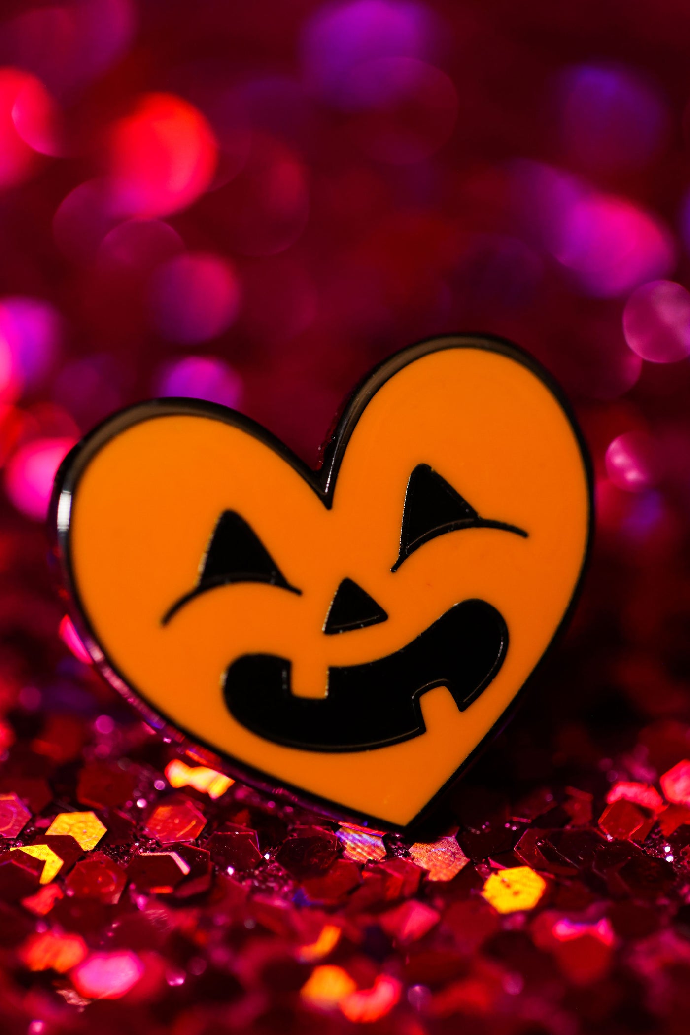 Orange Heart Jack-o'-lantern Lace Charm - Cute Halloween Collection