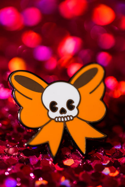 Orange Skullie Bow Lace Charm - Cute Halloween Collection
