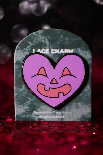 Purple Heart Jack-o'-lantern Lace Charm - Cute Halloween Collection