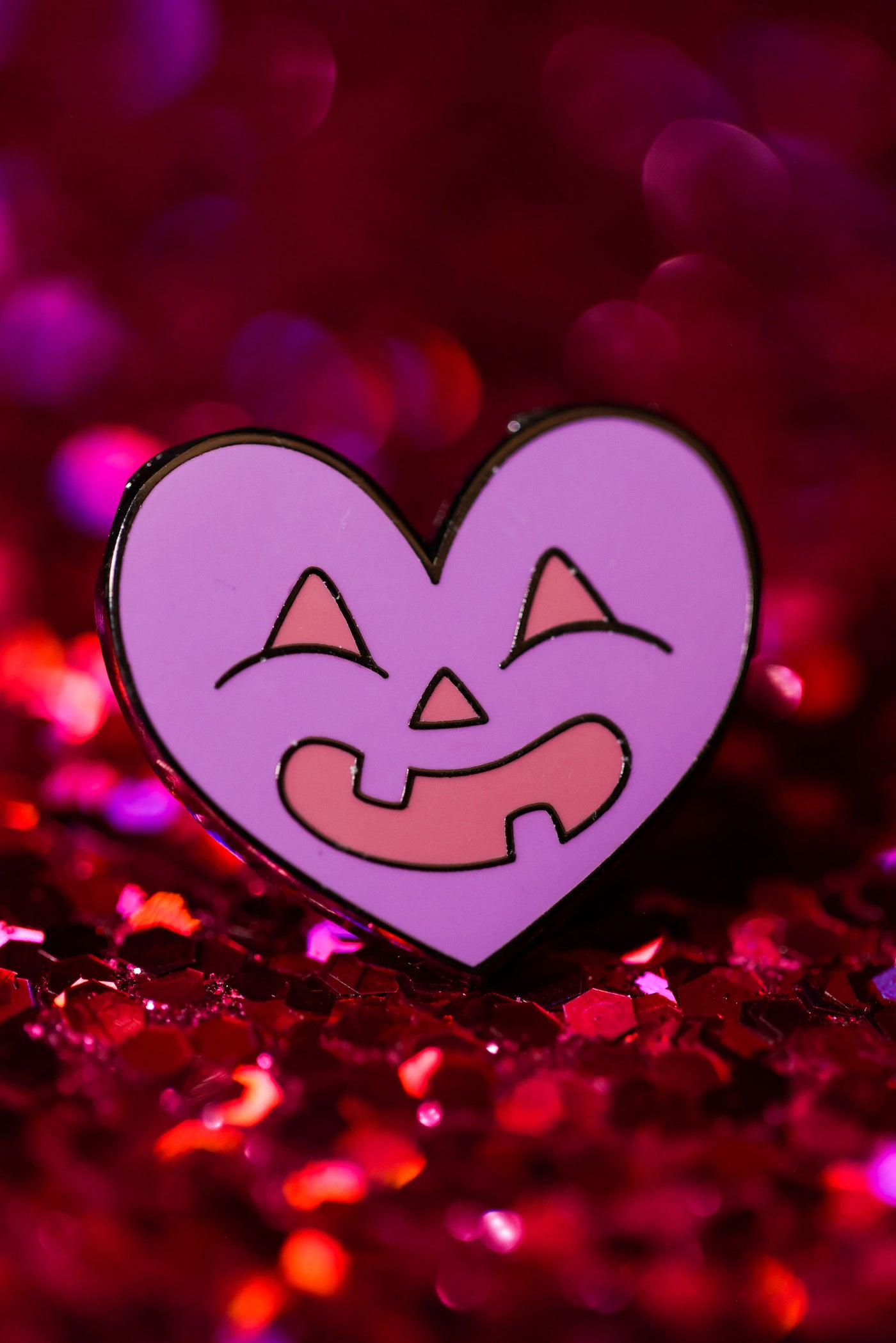 Purple Heart Jack-o'-lantern Lace Charm - Cute Halloween Collection