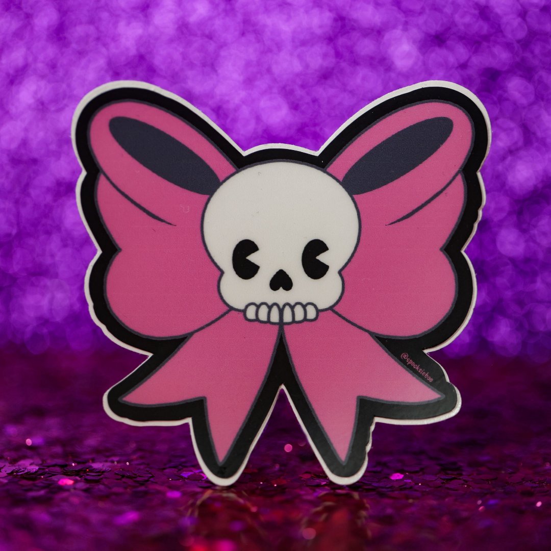 Pink Skull Bow - Sticker