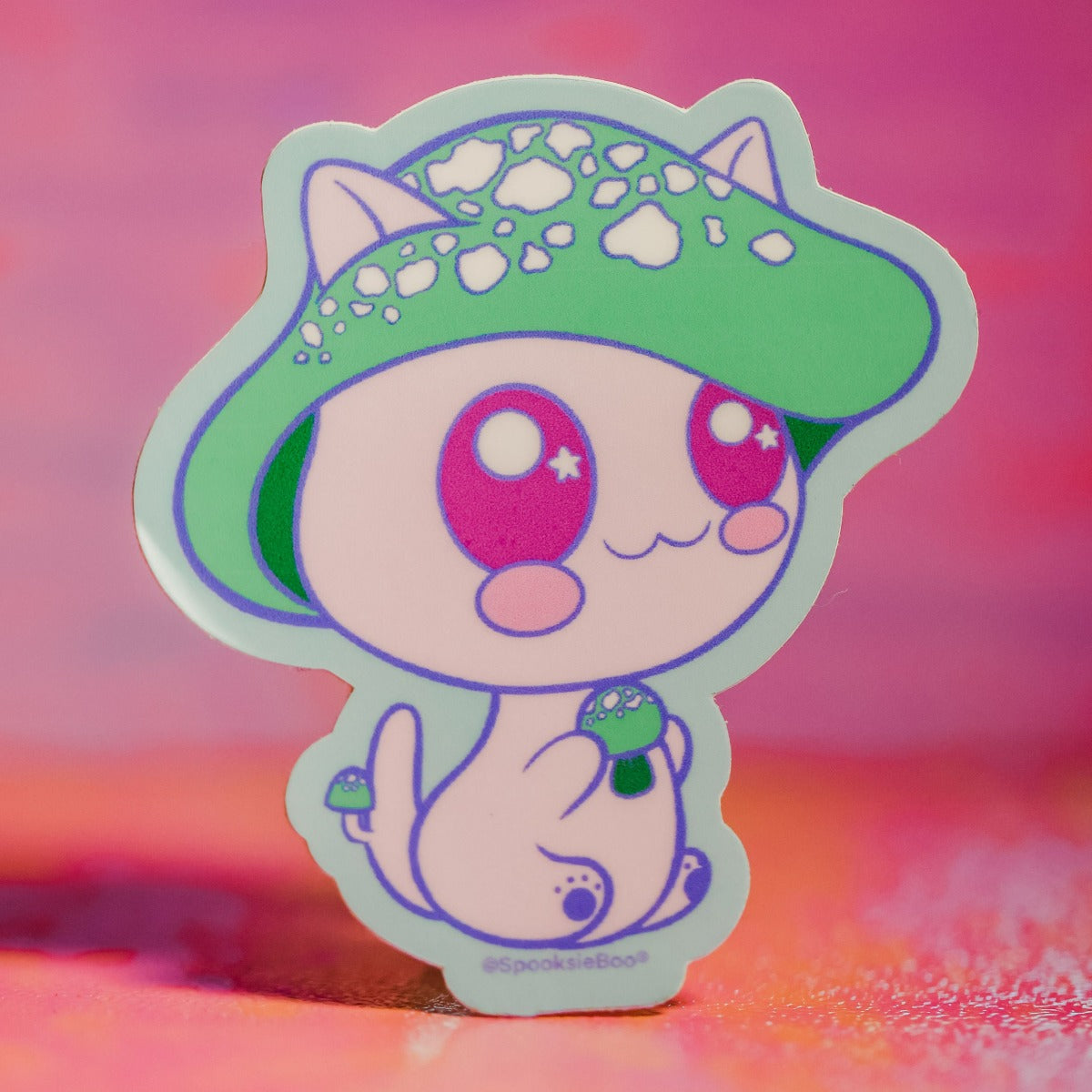 Minty Mushroom Kitty - Sticker - Mushroom Kitties Collection