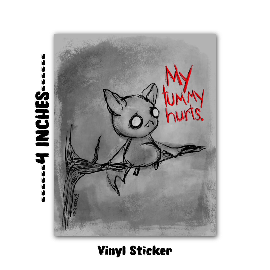 Little Bat Tummy Troubles 4” Vinyl Sticker