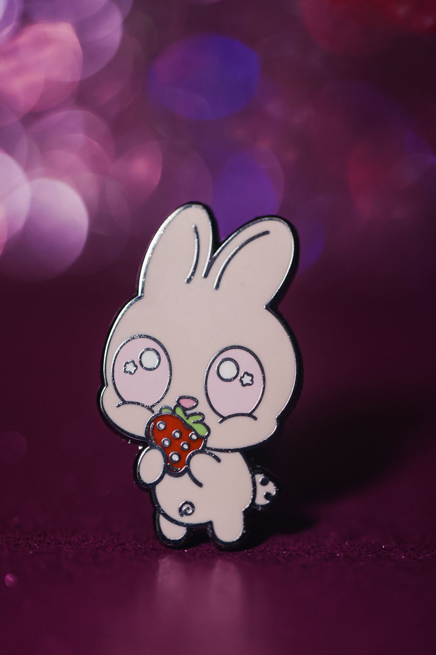 Strawberry Bunny Enamel Pin - Spooky and Kawaii Bunnies Collection