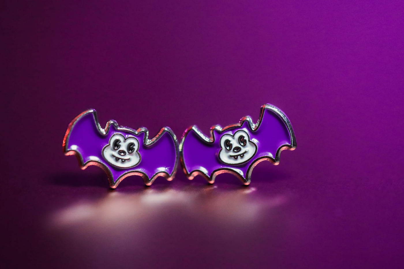 Kawaii Halloween Cookie  Bat Stud Earrings