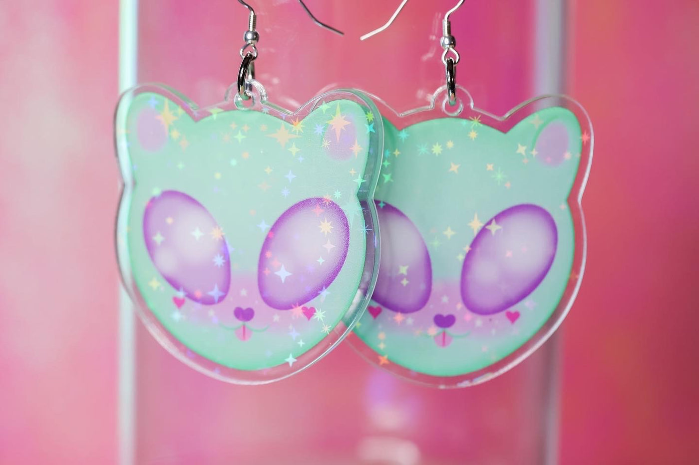 Alien Kitty Acrylic Earrings