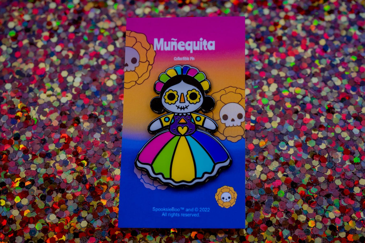 Sugar Skull Munequita Enamel Pin - Muertitos Collection