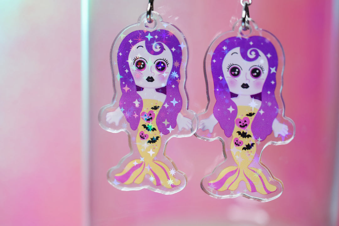 Spooky Cutie Merbaby Acrylic Earrings