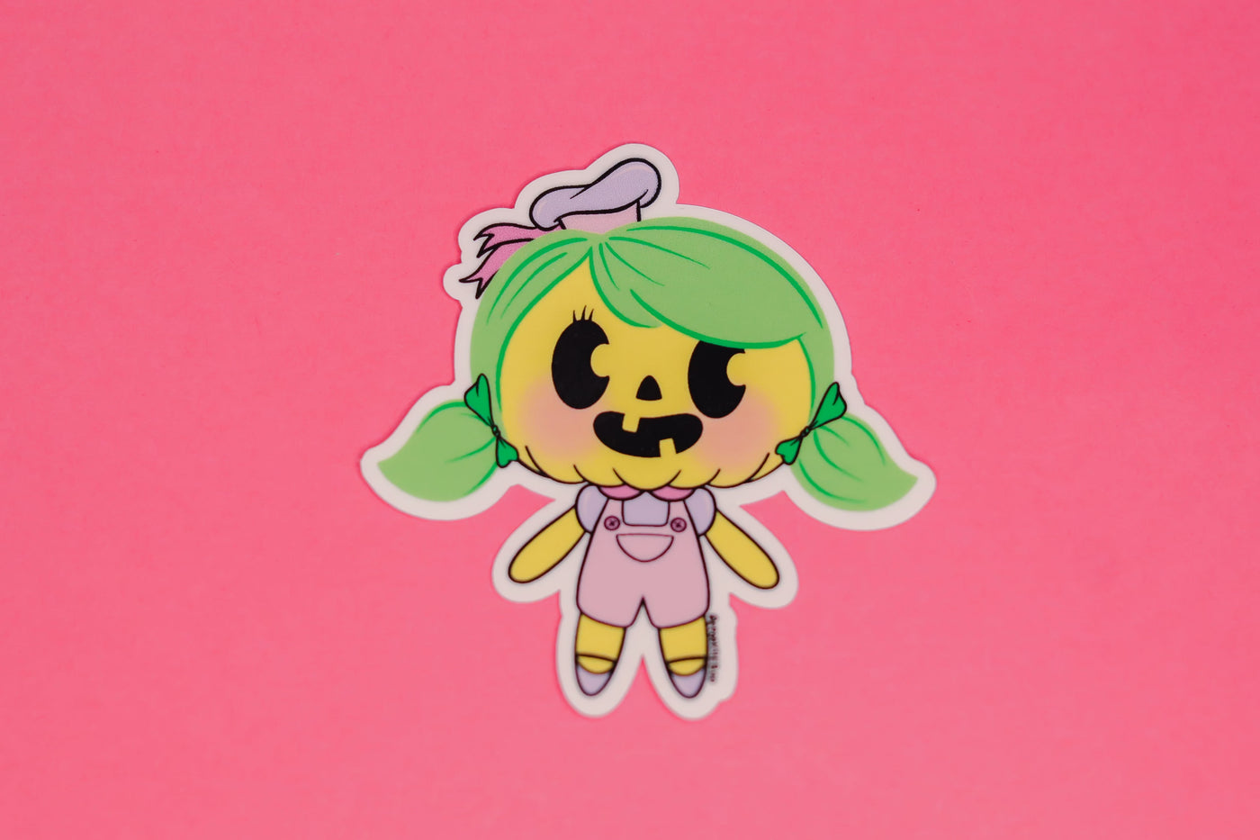 Pumpkie Girl w/ Pink Overalls- Sticker