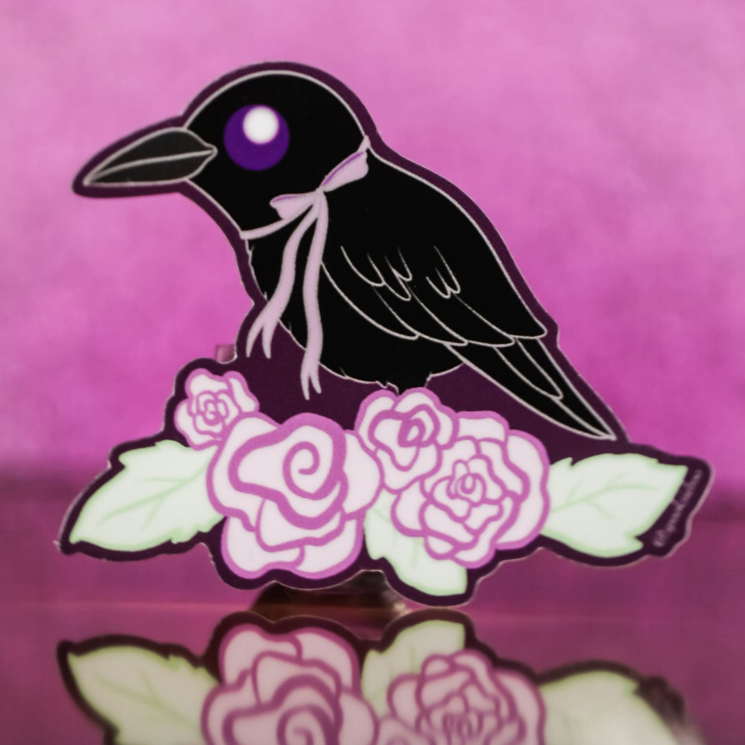 Black Bird w/ Flowers- Sticker